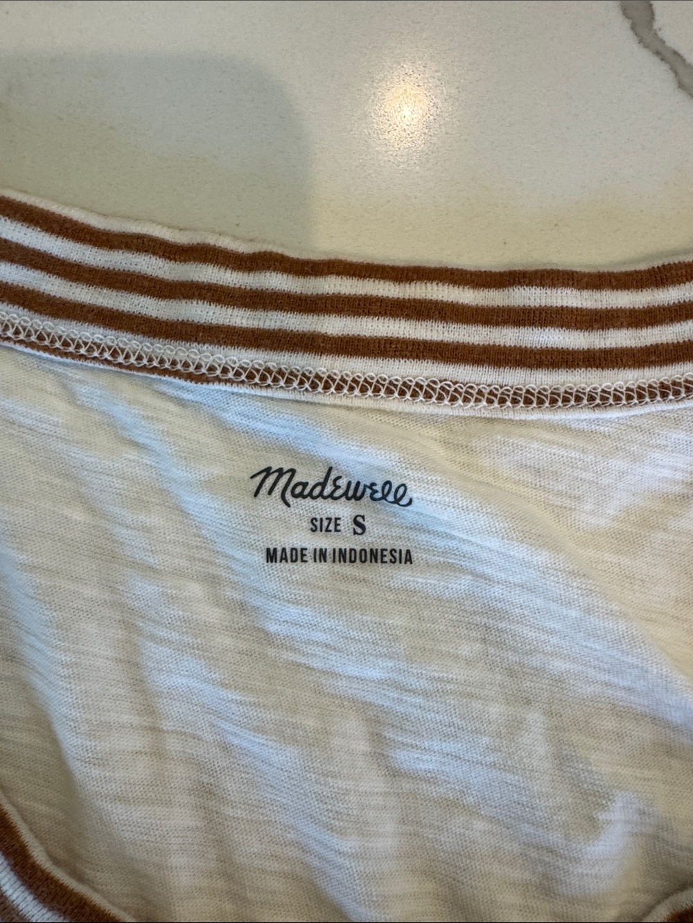 Madewell White Tank with Brown Striped Trim - Picture 3 of 3